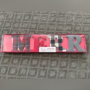 NWT Sleigh Hill Trading co MERRY Banner Christmas Plaid Holiday Decor 6ft